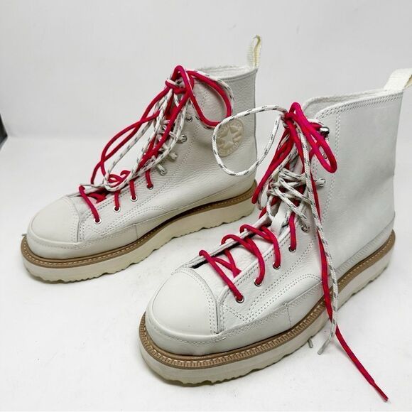 Converse All Terrain Leather Boot Pink Laces Hightop Sneakers Size 10 - Picture 6 of 11
